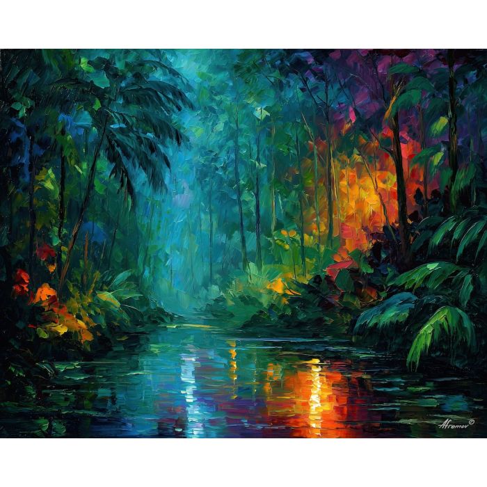 amazon river,brazil rainforest,oil painting,afremov style