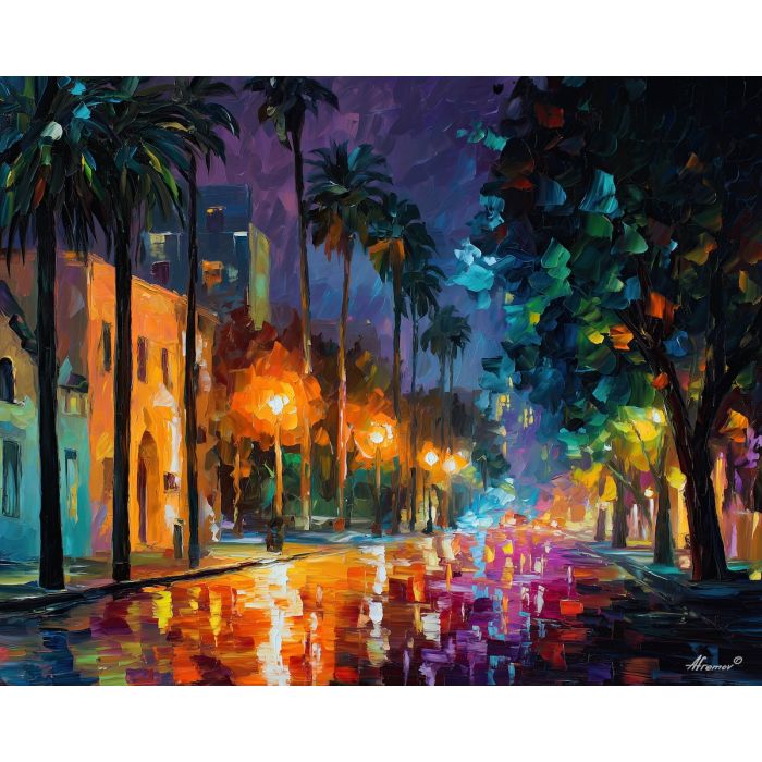 san jose costa rica,city street,oil painting,afremov style