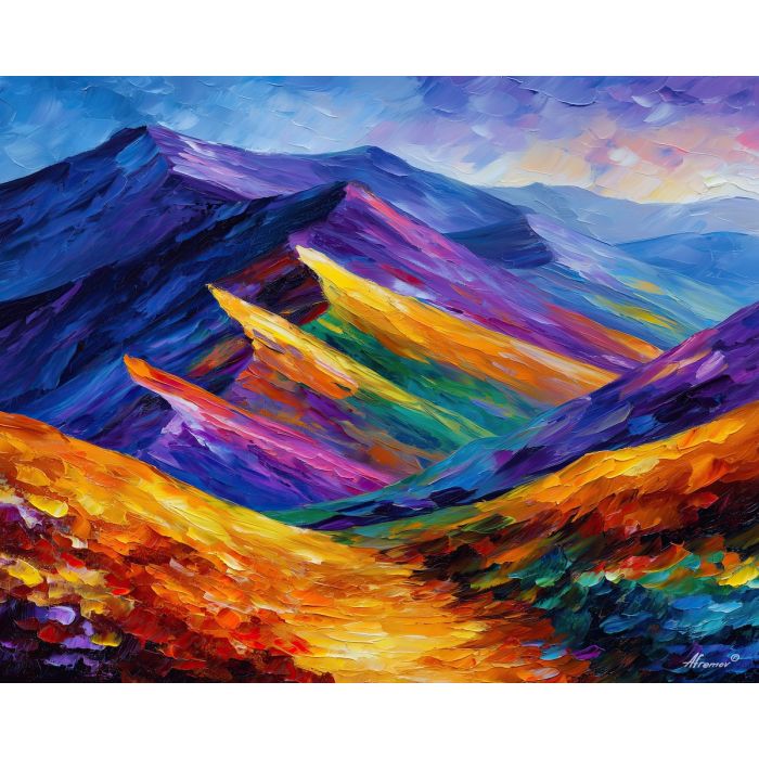 rainbow mountain,vinicunca,oil painting,afremov style