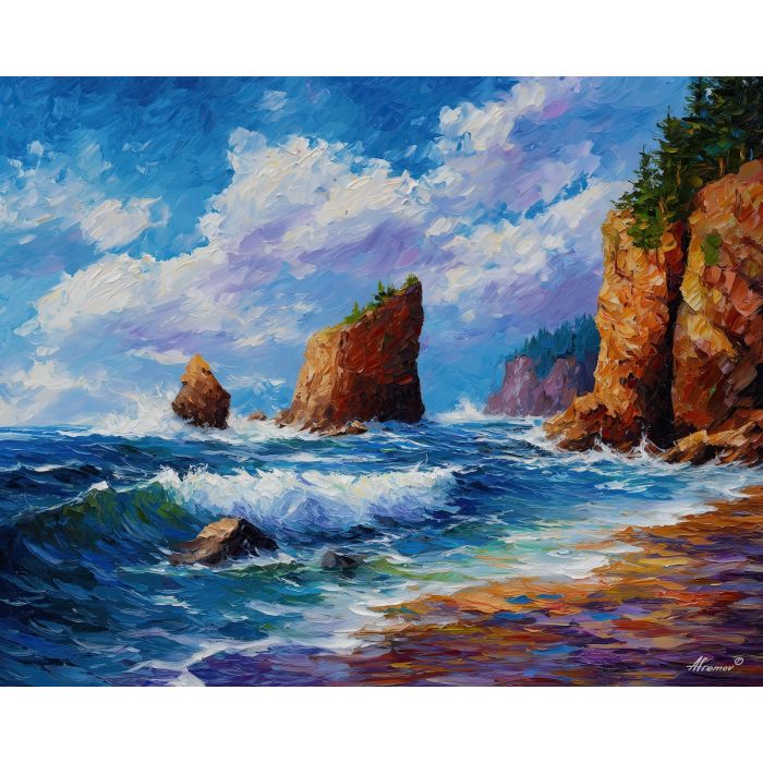 bay of fundy,canada coast,oil painting,afremov style