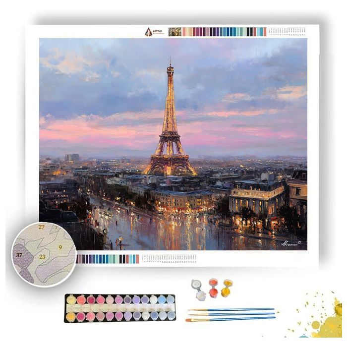 EIFFEL TOWER TWILIGHT - Paint by Numbers Full Kit