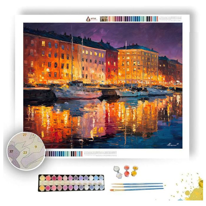 HELSINKI HARBOR GLOW - Paint by Numbers Full Kit