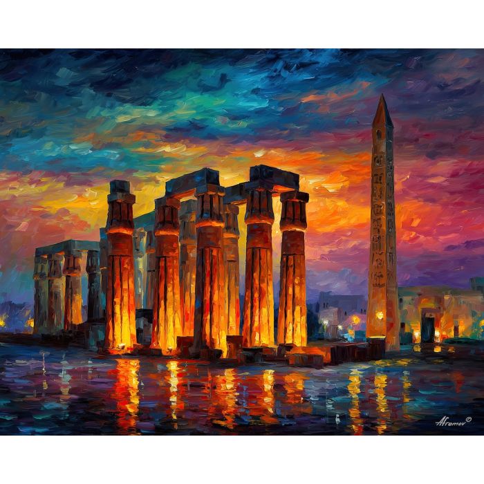 luxor temple,ancient egypt,oil painting,afremov style