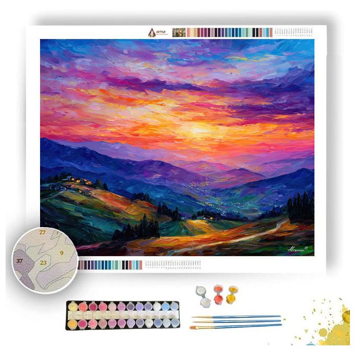 JAPANESE SUNSET HILLS - Paint by Numbers Full Kit