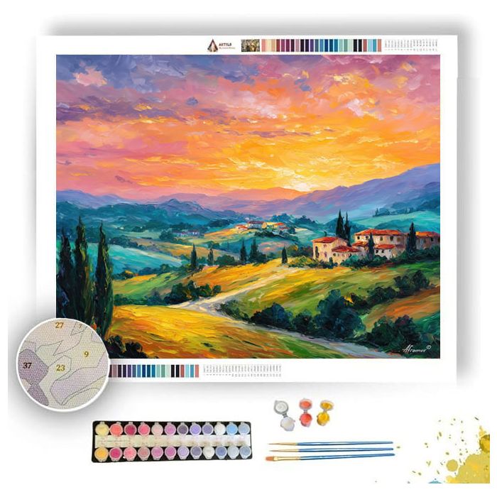 SPANISH SUNSET HILLS - Paint by Numbers Full Kit
