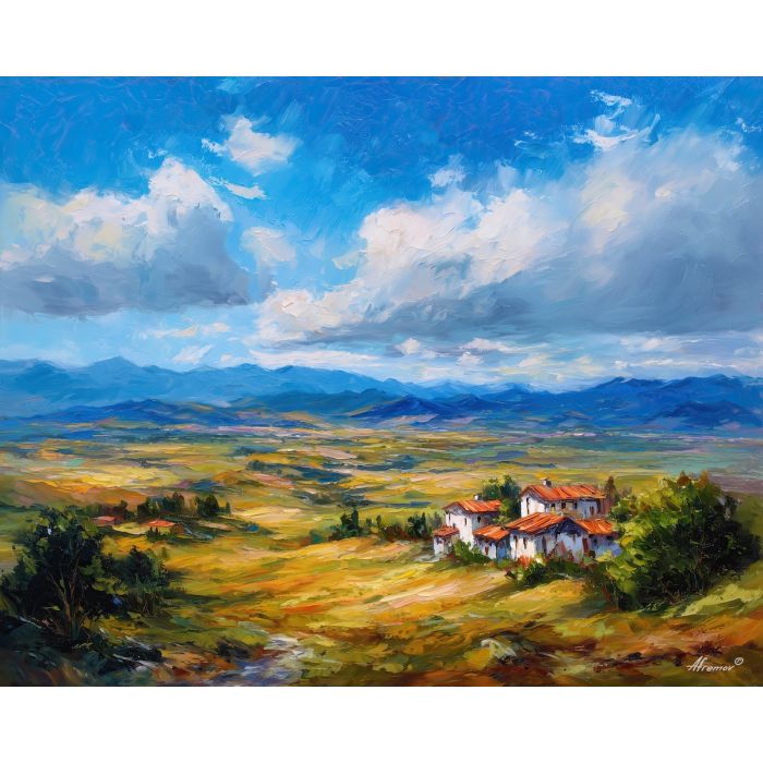 turkey highlands,upland landscape,oil painting,afremov style