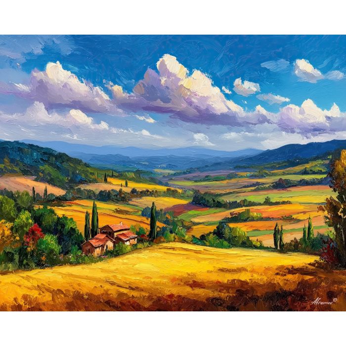 turkey countryside,farmland landscape,oil painting,afremov style