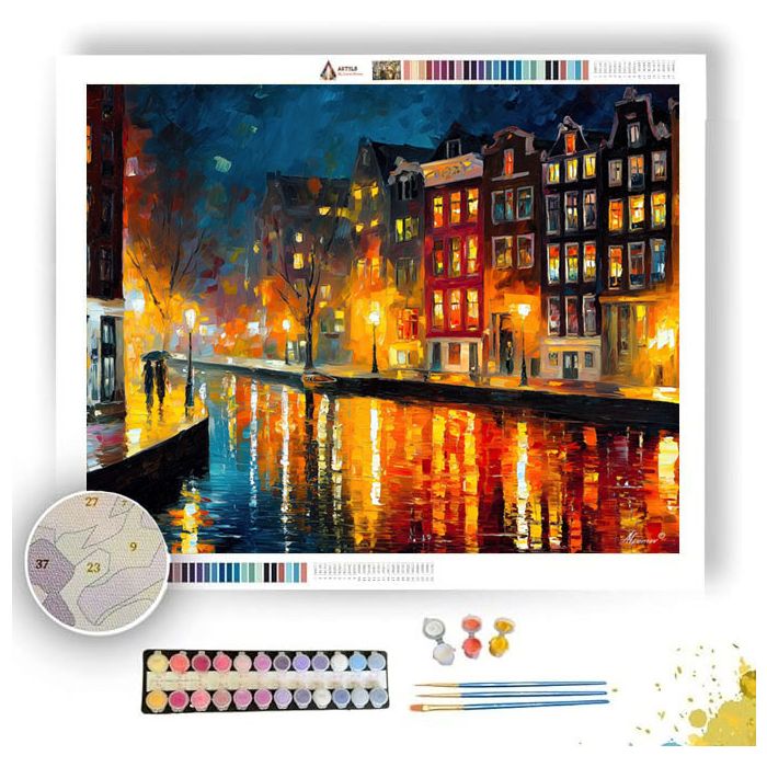 AMSTERDAM RAIN STREET - Paint by Numbers Full Kit