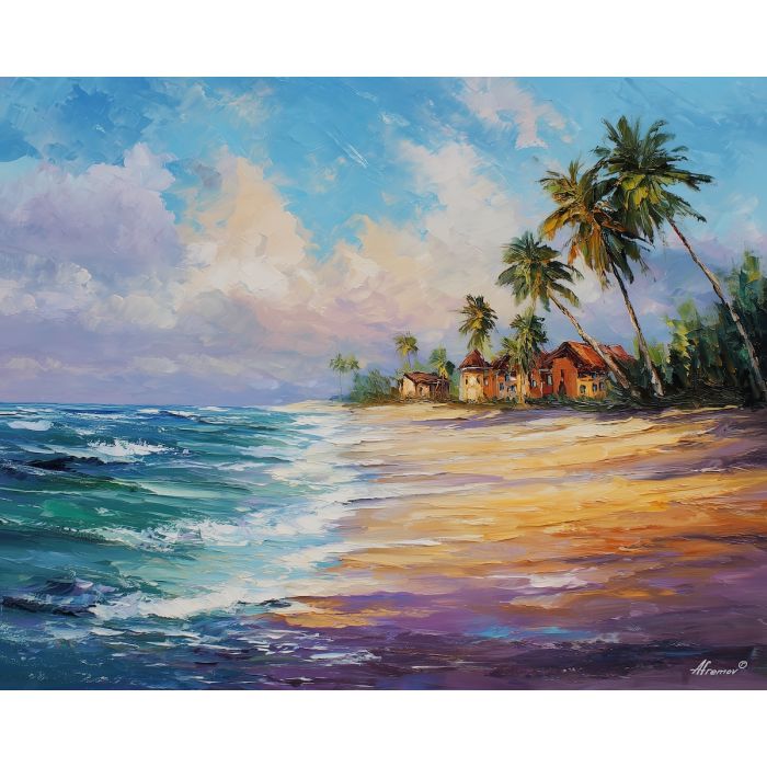 durban beach,south africa coast,oil painting,afremov style