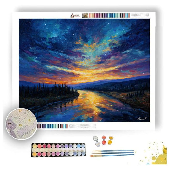 YUKON RIVER TWILIGHT - Paint by Numbers Full Kit
