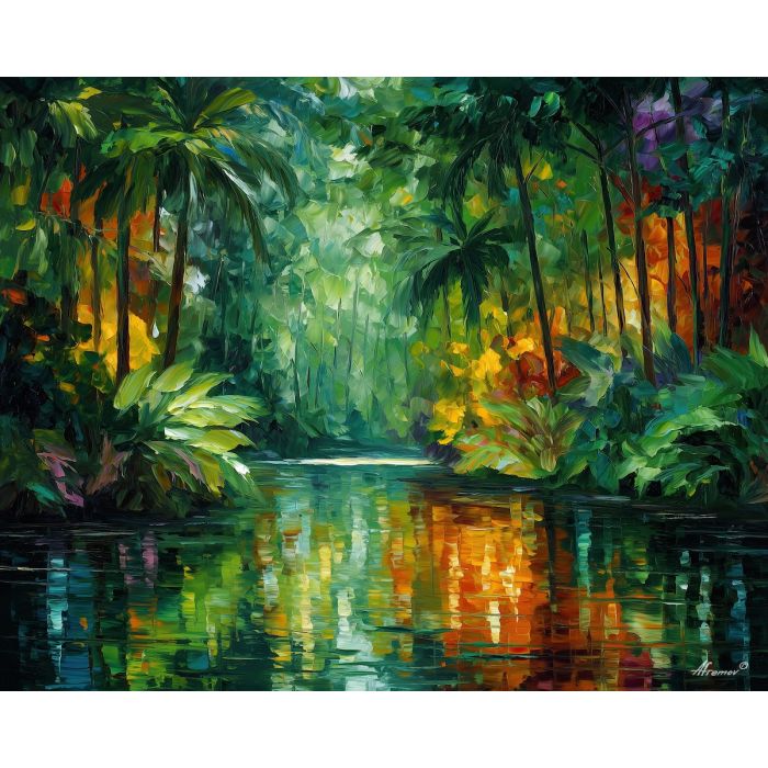 tortuguero canals,costa rica wetlands,oil painting,afremov style