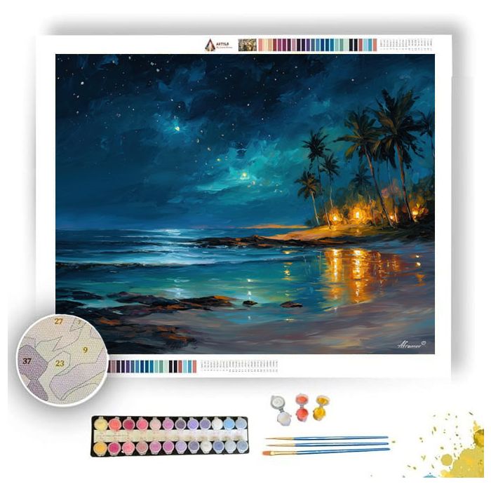 COSTA RICAN NIGHT SHORE - Paint by Numbers Full Kit