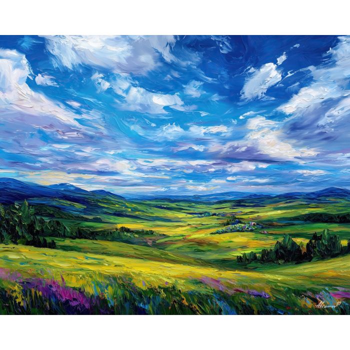 finland highlands,upland landscape,oil painting,afremov style