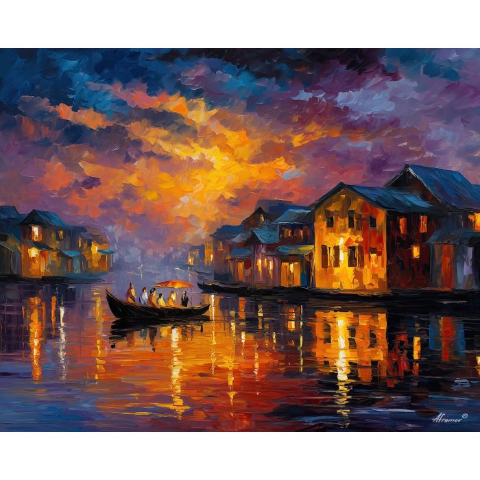 fantasy cloud market, floating city, oil painting, magical world, golden light, painterly texture