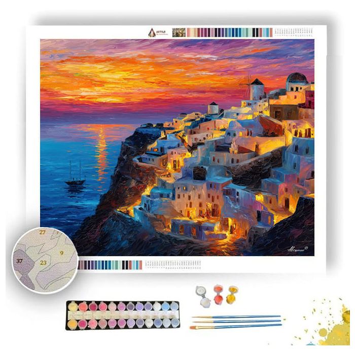 SANTORINI EVENING GLOW - Paint by Numbers Full Kit