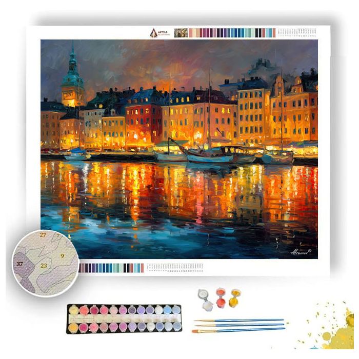 STOCKHOLM EVENING HARBOR - Paint by Numbers Full Kit