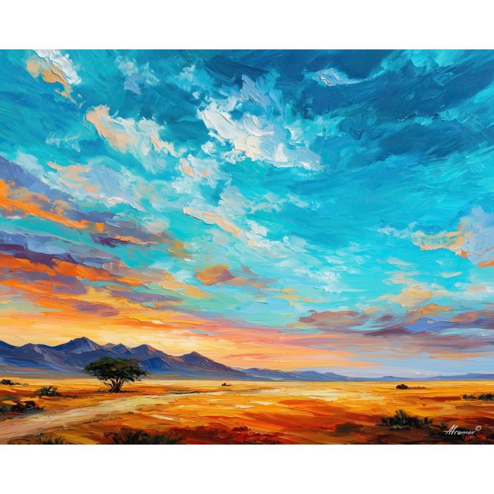 nazca plains,peru desert,oil painting,afremov style