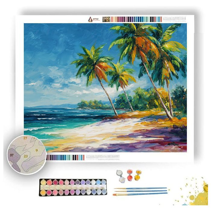 CARIBBEAN SHORE PALMS - Paint by Numbers Full Kit