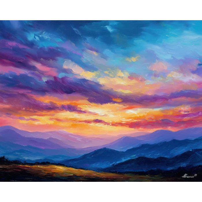 sweden mountains,ridge landscape,oil painting,afremov style