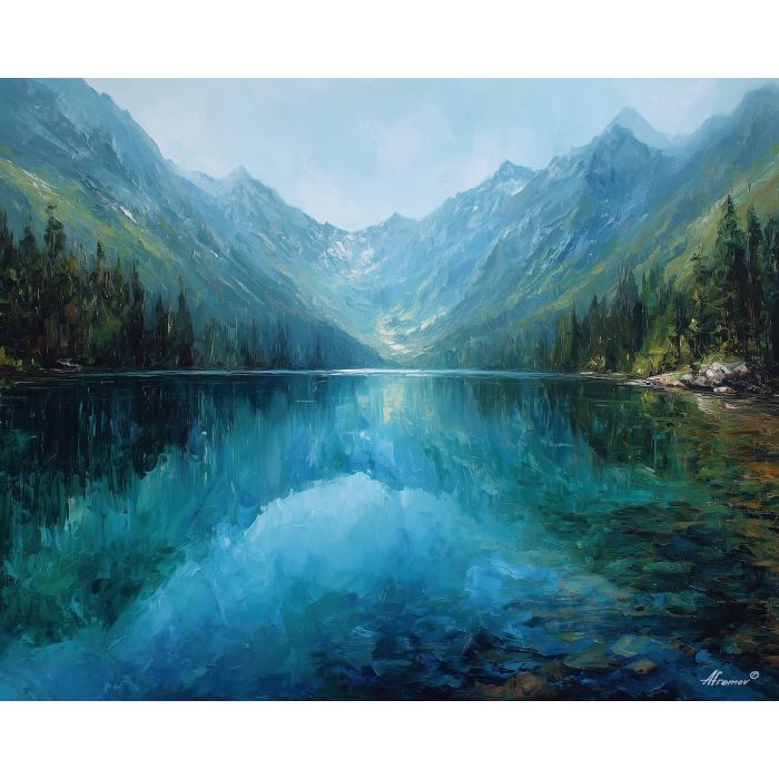 nelson lakes,new zealand lake,oil painting,alpine scenery,afremov style