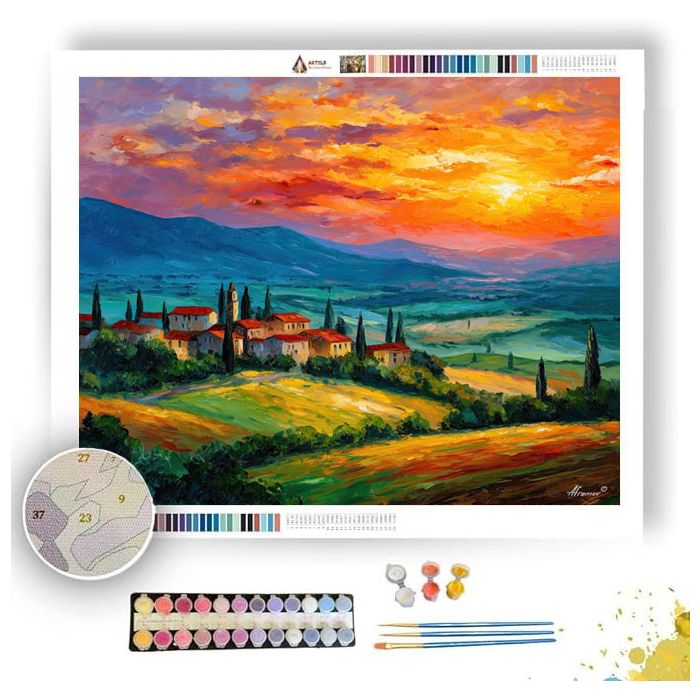 TUSCAN HILLS SUNSET - Paint by Numbers Full Kit