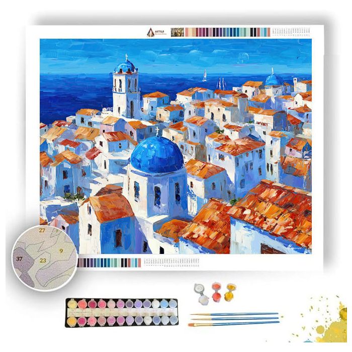 GREEK ISLAND ROOFTOPS - Paint by Numbers Full Kit