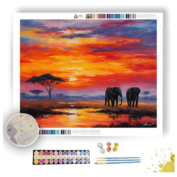 AFRICAN ELEPHANT PLAINS - Paint by Numbers Full Kit