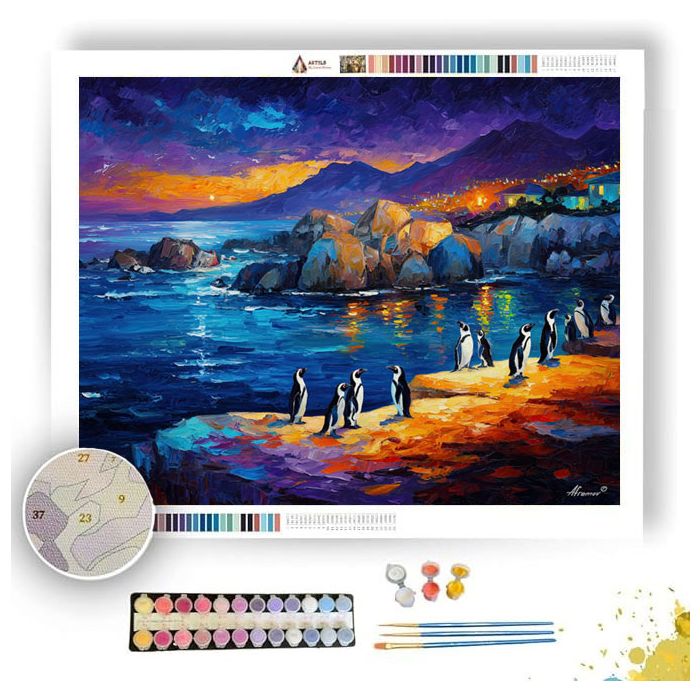 AFRICAN PENGUIN SHORE - Paint by Numbers Full Kit