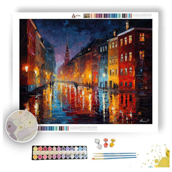 COPENHAGEN RAIN STREET - Paint by Numbers Full Kit