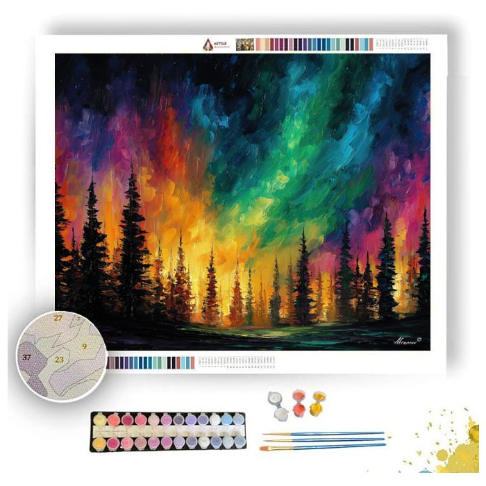 AURORA OVER PINES - Paint by Numbers Full Kit