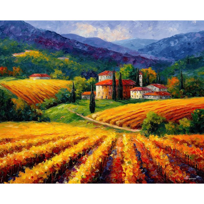 austria vineyards,wine region,oil painting,afremov style
