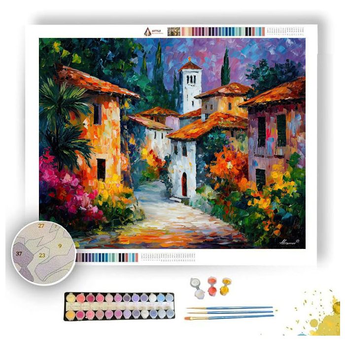 SPANISH VILLAGE ROAD - Paint by Numbers Full Kit