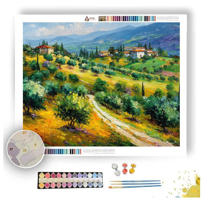 SPANISH OLIVE GROVES - Paint by Numbers Full Kit