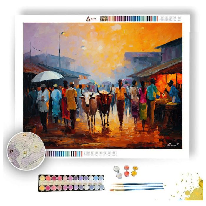 AFRICAN MARKET MORNING - Paint by Numbers Full Kit