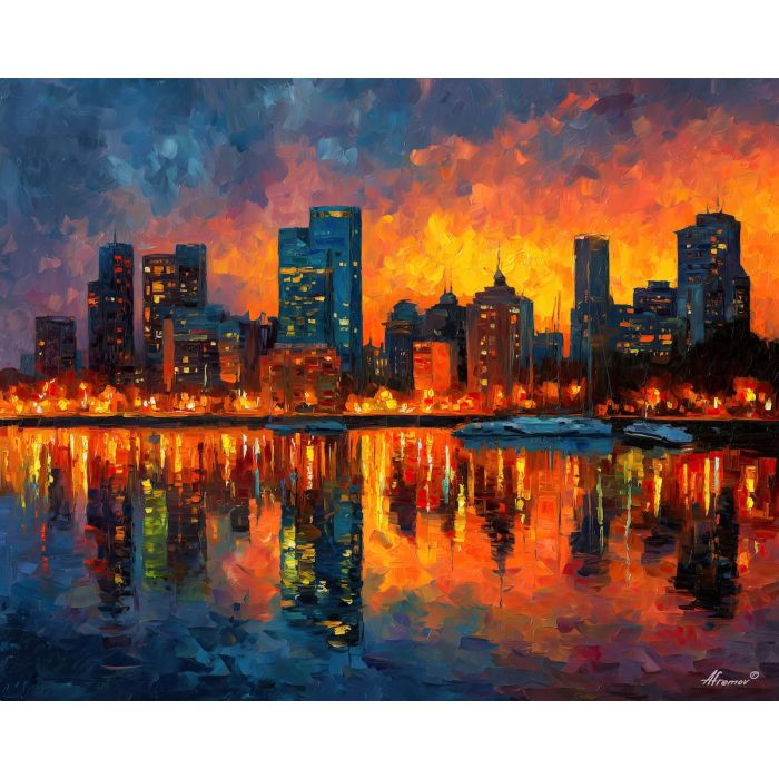 buenos aires skyline,argentina city,oil painting,afremov style