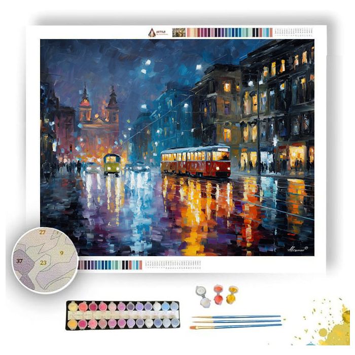 HELSINKI RAIN STREET - Paint by Numbers Full Kit