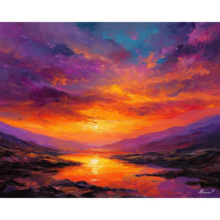 fantasy horizon,magical landscape,oil painting,afremov style