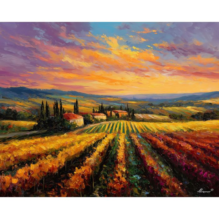 istria vineyards,croatia countryside,oil painting,afremov style