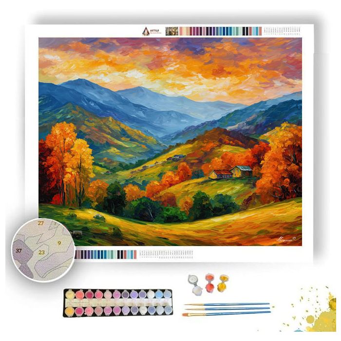 INDONESIAN AUTUMN HILLS - Paint by Numbers Full Kit