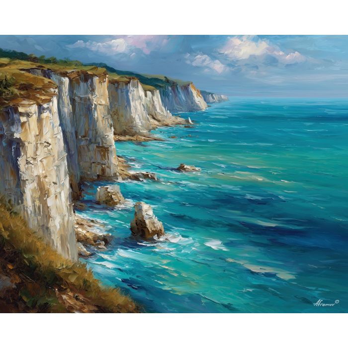 brac island,white cliffs,oil painting,afremov style