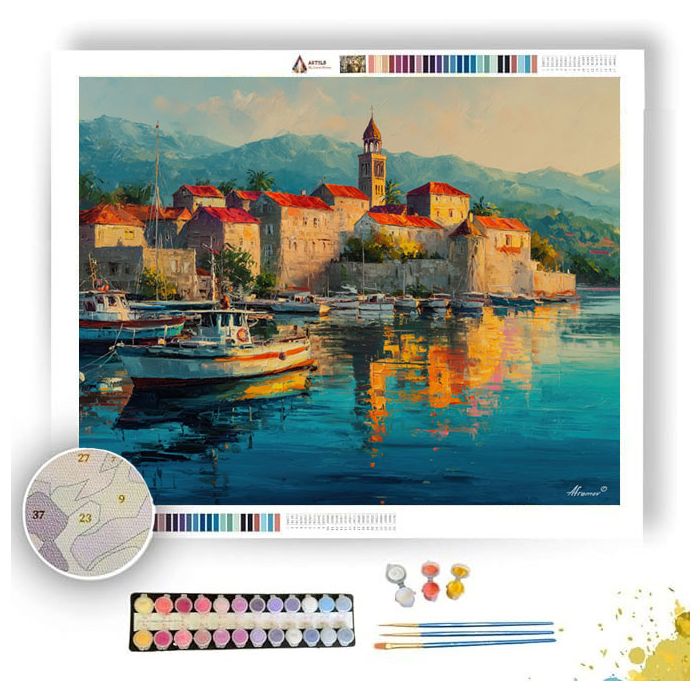 KORCULA HARBOR MORNING - Paint by Numbers Full Kit