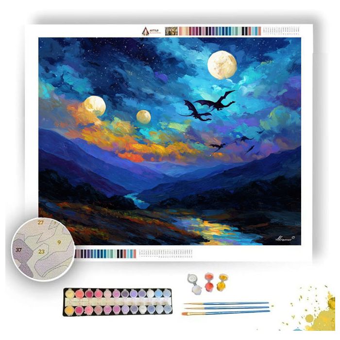 MOONLIT DRAGON RIDGE - Paint by Numbers Full Kit