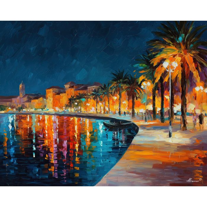 split waterfront,dalmatian coast,oil painting,afremov style