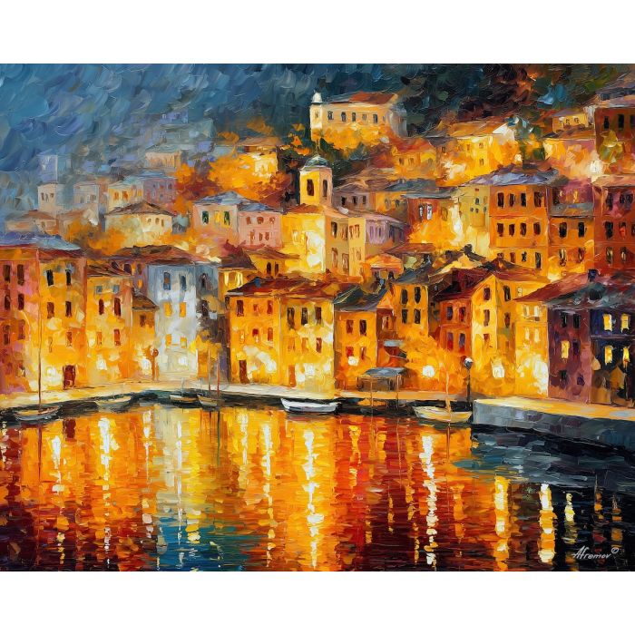 sunlit fantasy city,terraced architecture,oil painting,afremov style