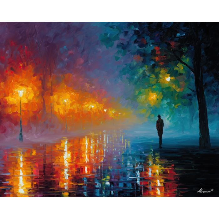 guardian fantasy,misty landscape,oil painting,afremov style