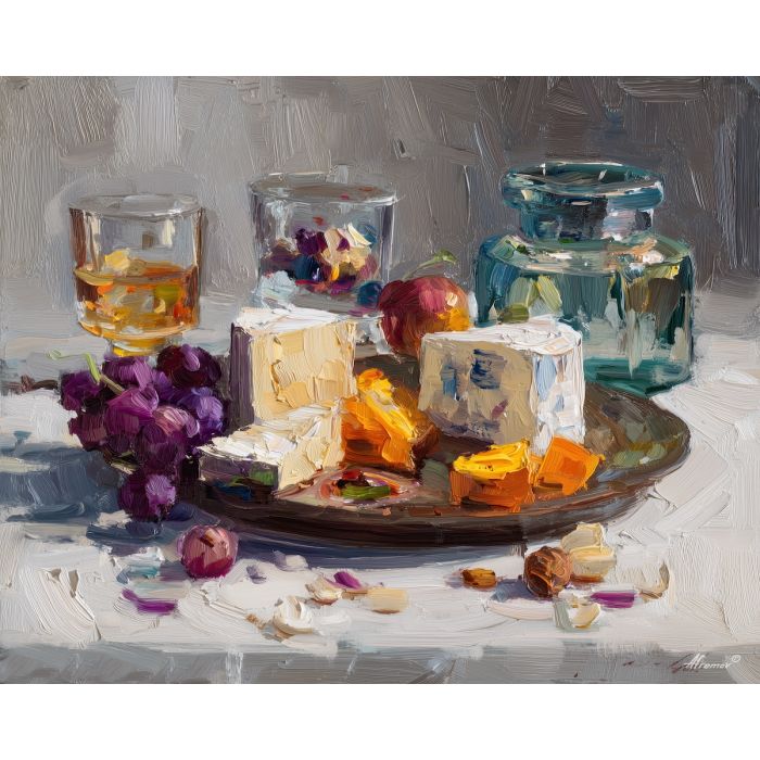 seasonal, pause, palette knife, oil painting, impasto, thick pigment, layered surface, scraped paint, textured strokes, expressive surface, material depth, hand painted, visual balance, atmospheric, color interaction, paint ridges, manual technique