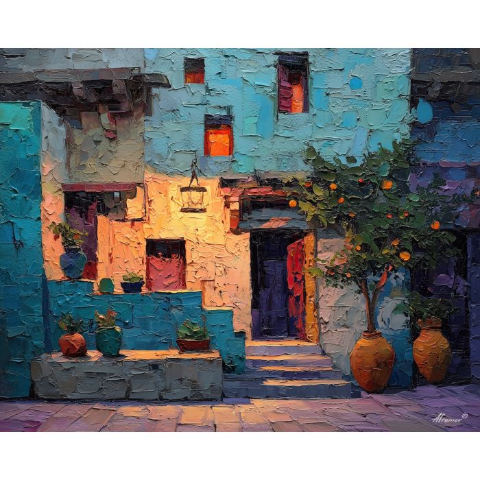 private, afternoon, palette knife, oil painting, impasto, thick pigment, layered surface, scraped paint, textured strokes, expressive surface, material depth, hand painted, visual balance, atmospheric, color interaction, paint ridges, manual technique