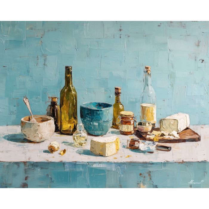 open, pause, palette knife, oil painting, impasto, thick pigment, layered surface, scraped paint, textured strokes, expressive surface, material depth, hand painted, visual balance, atmospheric, color interaction, paint ridges, manual technique