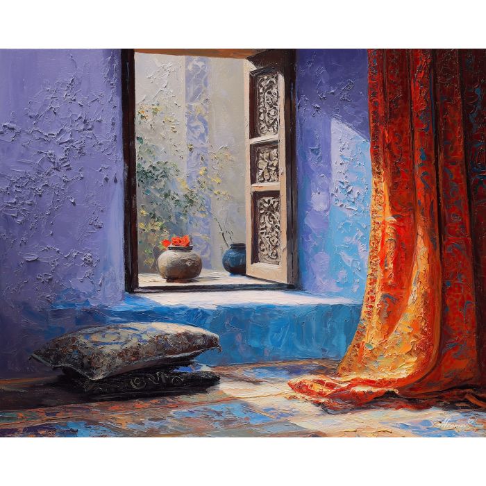 private, window, palette knife, oil painting, impasto, thick pigment, layered surface, scraped paint, textured strokes, expressive surface, material depth, hand painted, visual balance, atmospheric, color interaction, paint ridges, manual technique