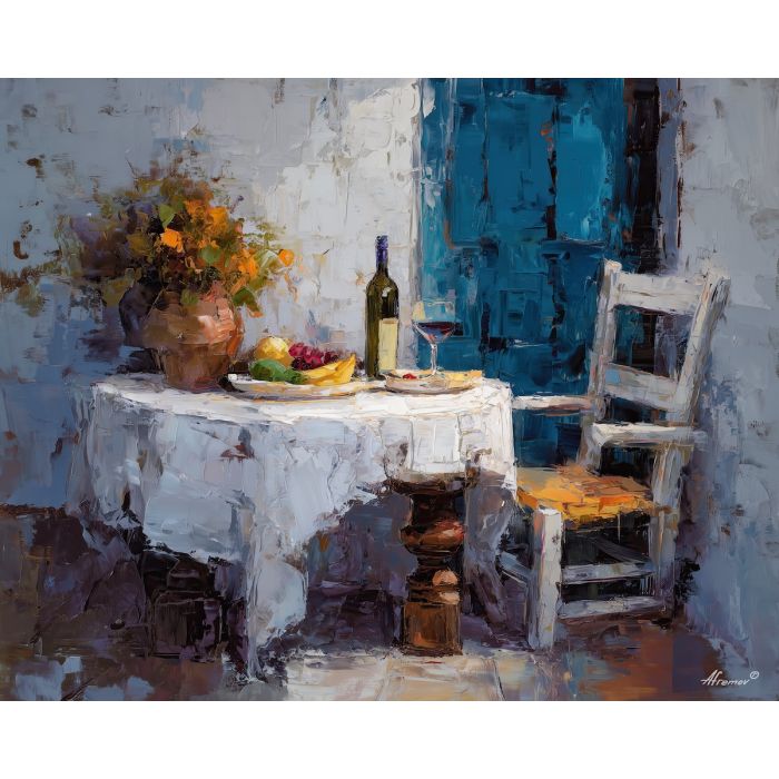 gathered, pause, palette knife, oil painting, impasto, thick pigment, layered surface, scraped paint, textured strokes, expressive surface, material depth, hand painted, visual balance, atmospheric, color interaction, paint ridges, manual technique